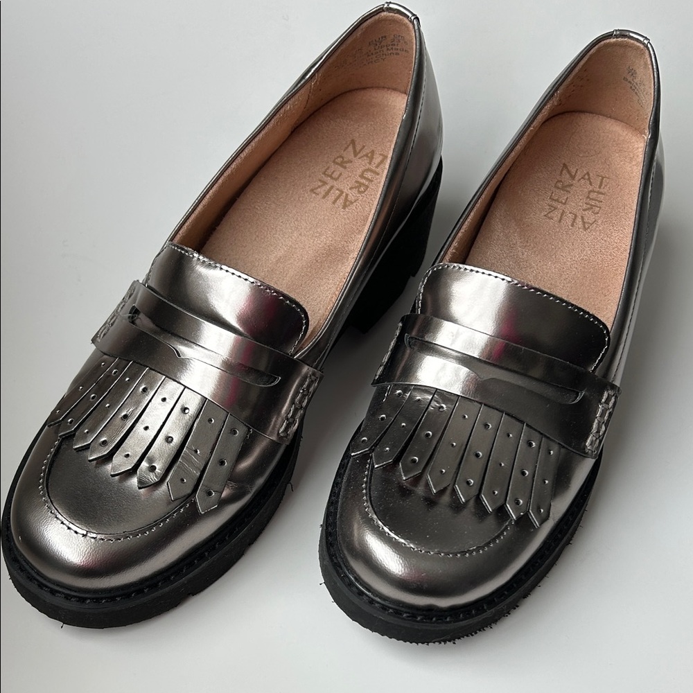 Naturalizer Darcy Pewter Metallic Loafers